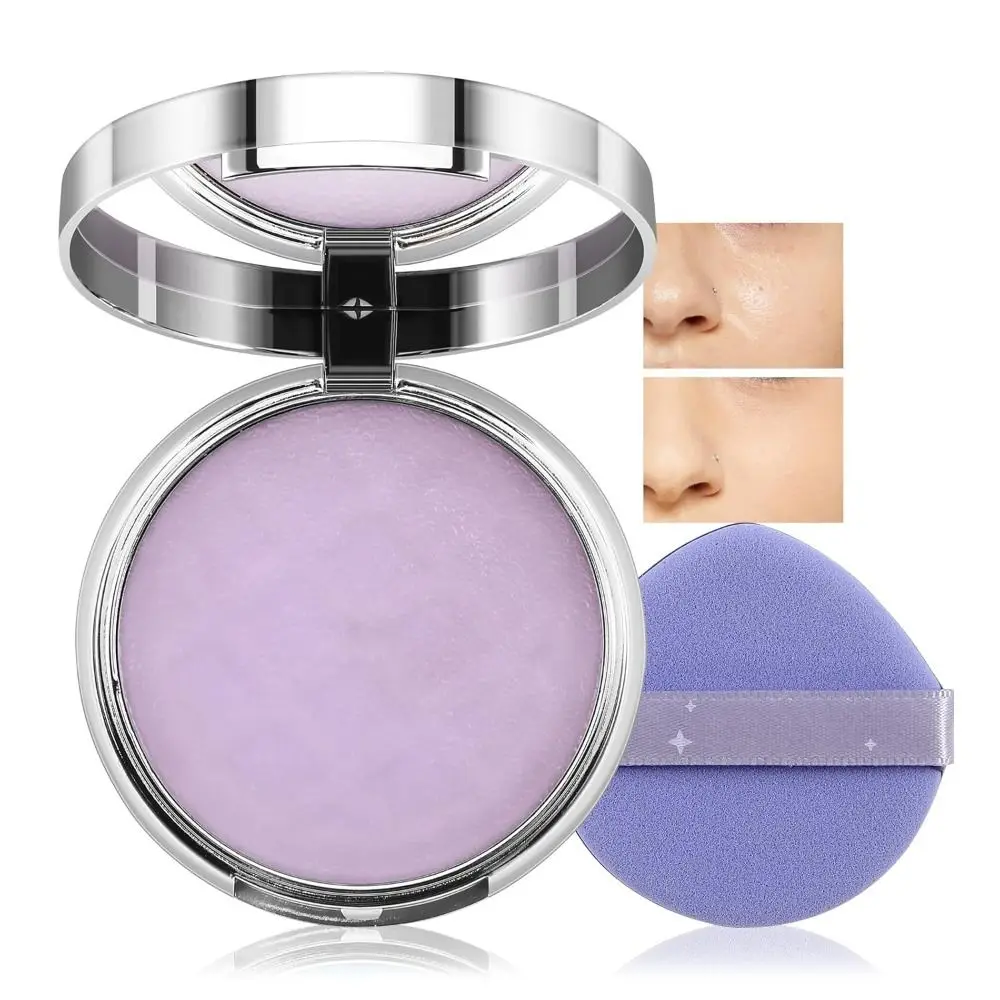 Neues geperstes Lavendel-Fixierpulver, langlebiges, wasserfestes, ölkontrollierendes, gepresstes Pulver für alle Hauttypen, glatter, gepresster Puder mit Gelee