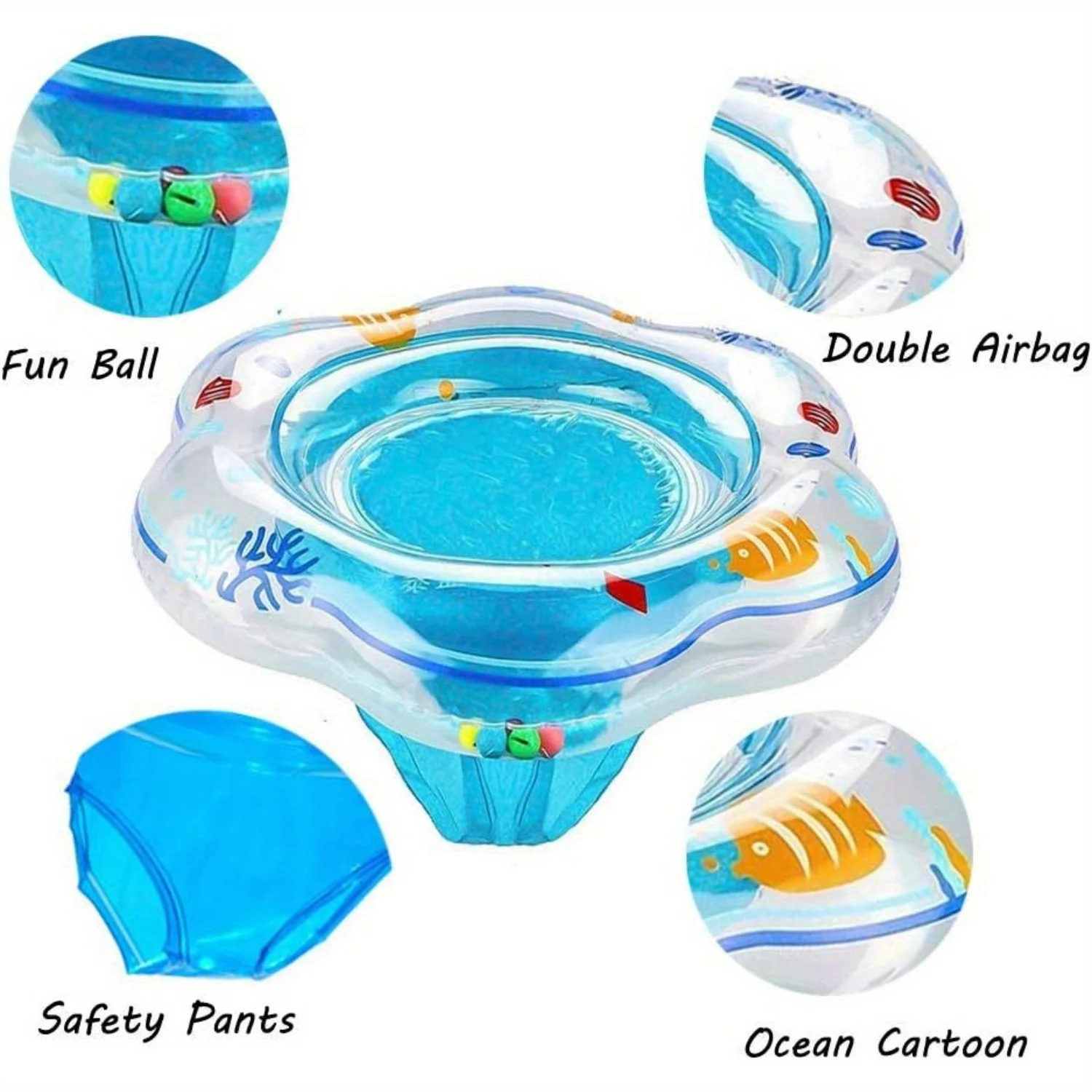 Baby Swimming Lifebuoy Baby Swimming Bath nuoto Training sicurezza ambientale doppio Airbag anello da nuoto blu