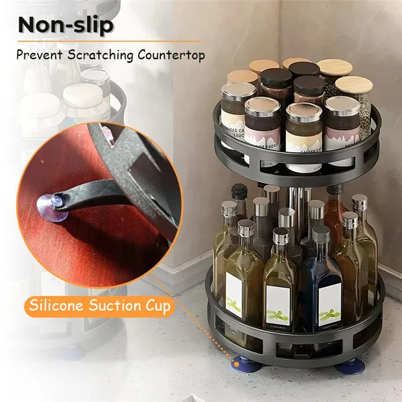 

LUCK-360-Degree Rotating Seasoning Rack Non-Slip Carbon Steel Storage Tray For Storage Tank Seasoning Kitchen Parts