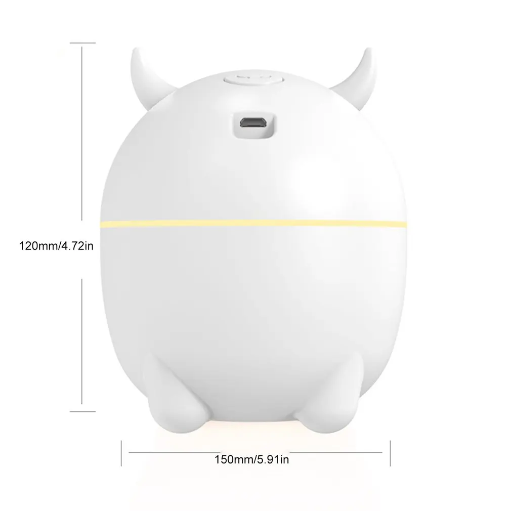 Umidificador de ar ultra-sônico USB portátil Difusor de aroma, Névoa, Purificador com luz LED, Copo para carro e casa