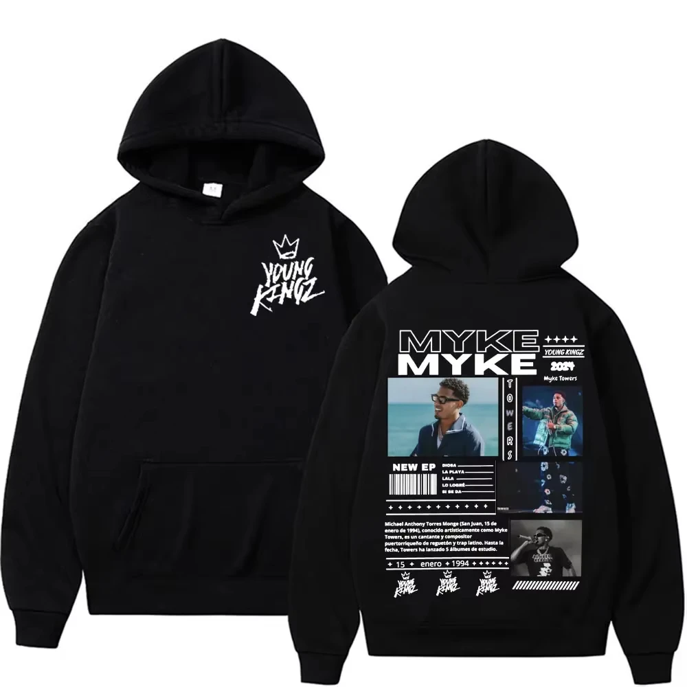 

Рэпер Myke Towers Обложка альбома Толстовка Мужская Женская Одежда Хип-Хоп Уличный Винтаж С Капюшоном Осень/Зима Комфортная Флисовая Толстовка