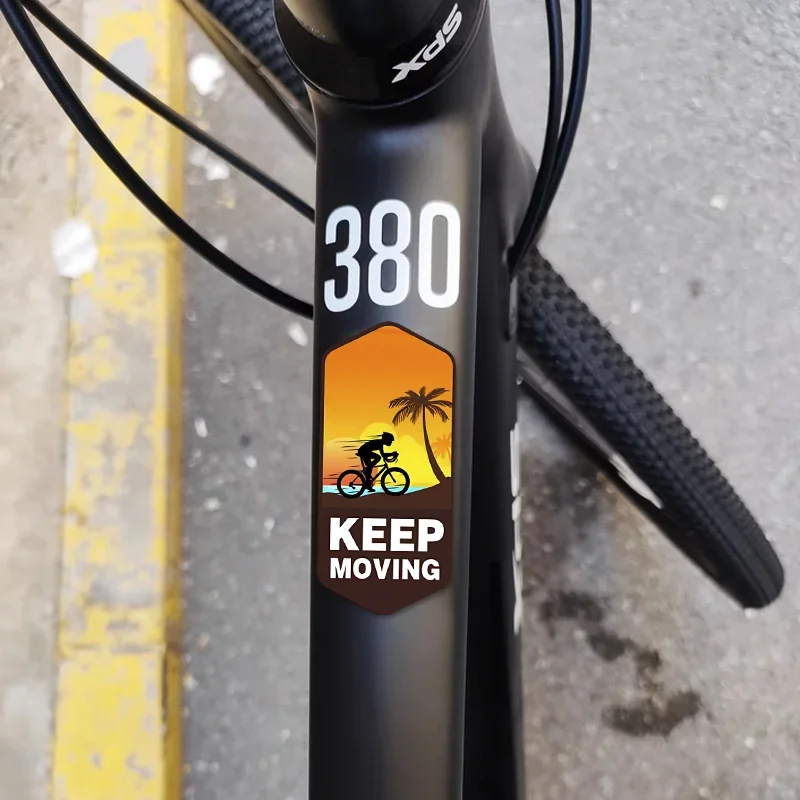 2PCS KEEP MOVING 산악 자전거 스티커 방수 육각형 프레임 데칼 MTB용