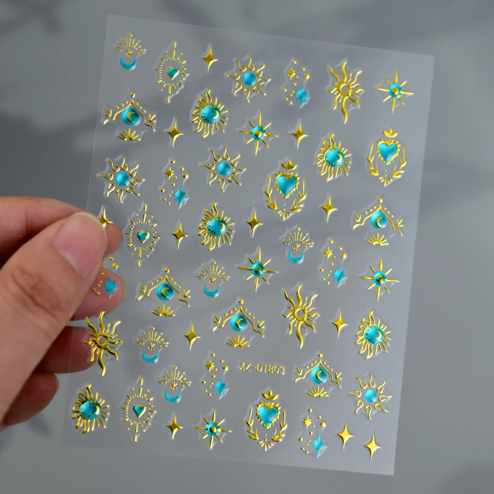 5D geprägte Smaragd-Edelsteine, Nagelkunstaufkleber, luxuriöser goldener Rahmen, barocke Blumen-Nagelaufkleber, grüne Strasssteine, Nagelzubehör