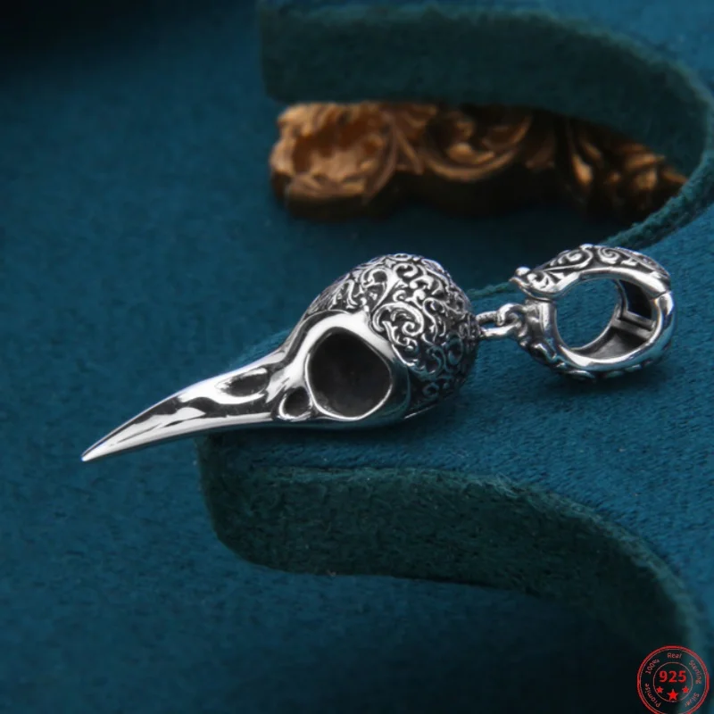 

S925 Sterling Silver Charms Pendants for Women Men New Fashion The Raven Head Viking Style Personality Jewelry Wholesale