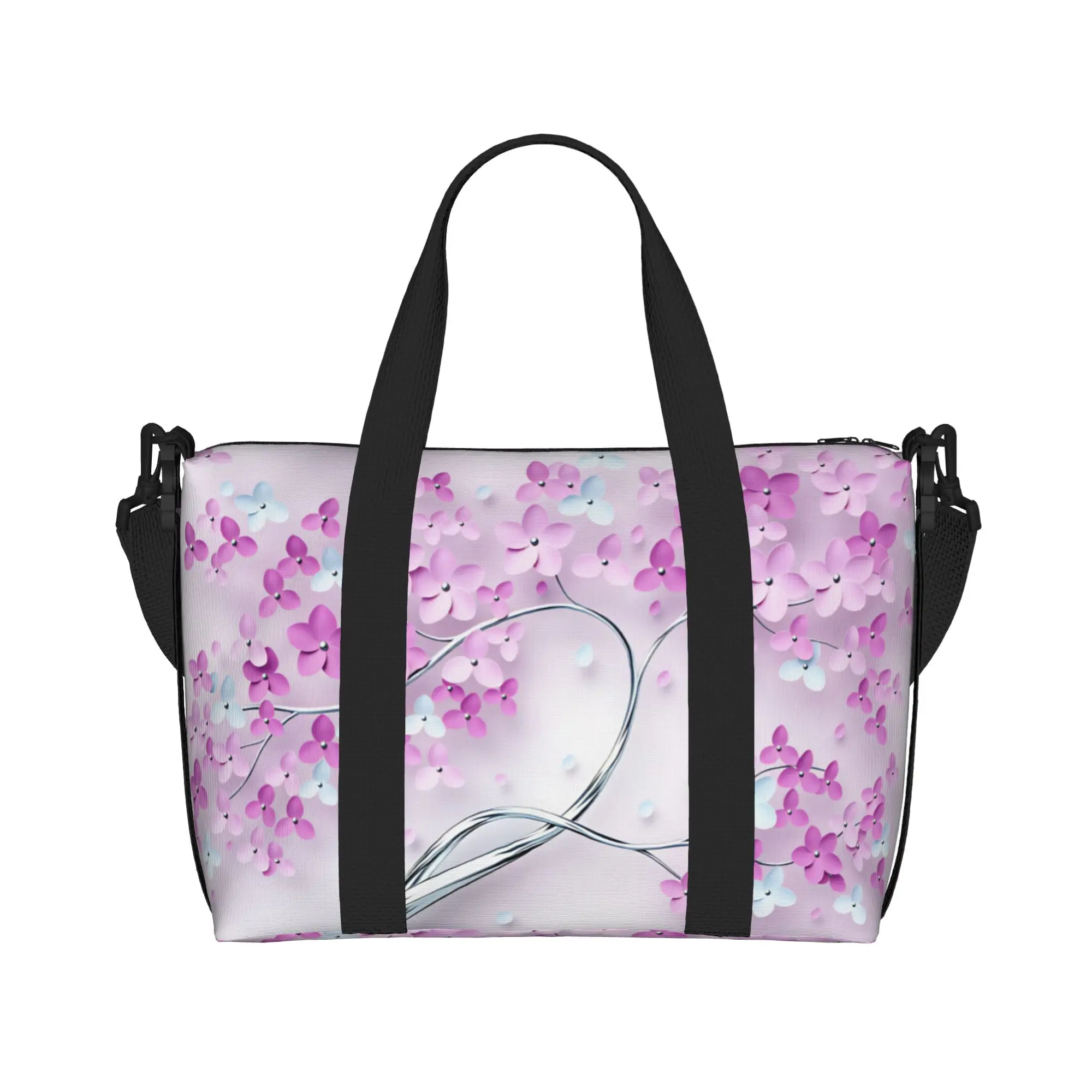 Custom Fashion Trend 3D Flowers Beach Tote Bag for Women Extra Large Gym Carry On Luxury High 3D Floral Travel Shopping Bags