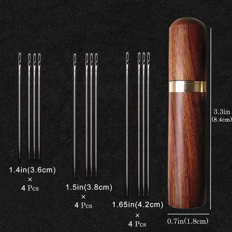 12/24 قطعة إبر الخياطة العمياء الخشب إبرة حالة المسنين الذاتي خيوط إبرة الجانب ثقب الفولاذ المقاوم للصدأ إبرة أدوات خياطة