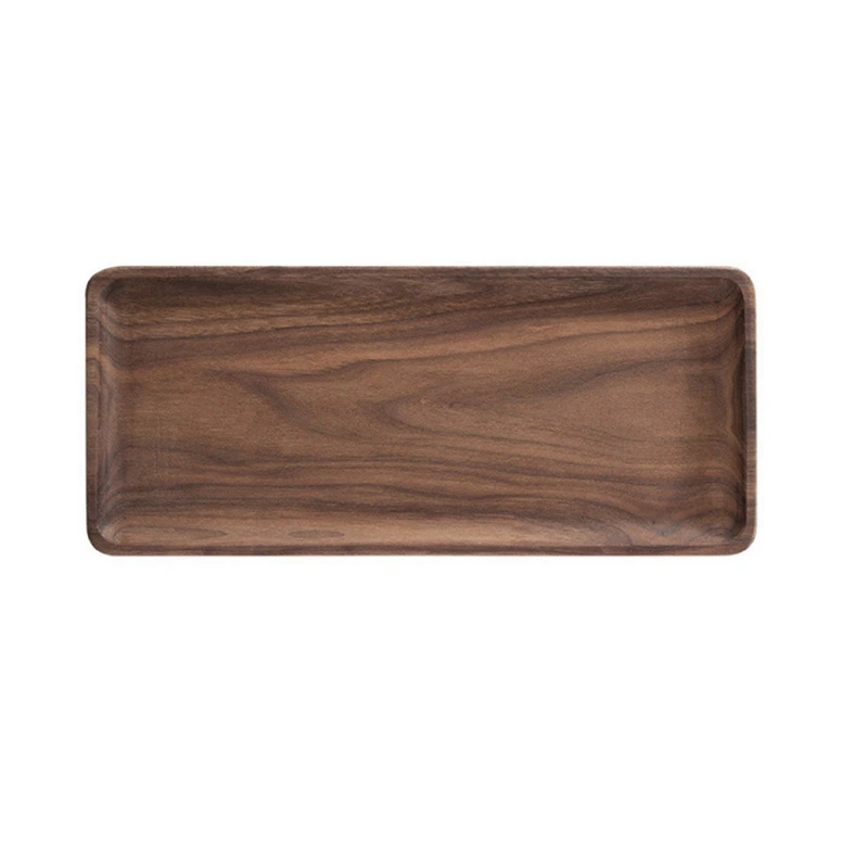 

2X Walnut Serving Tray Solid Wood Small Tray Rectangle Platter Bathroom Tray Dinner Tray Tea Tray Coffee Tray