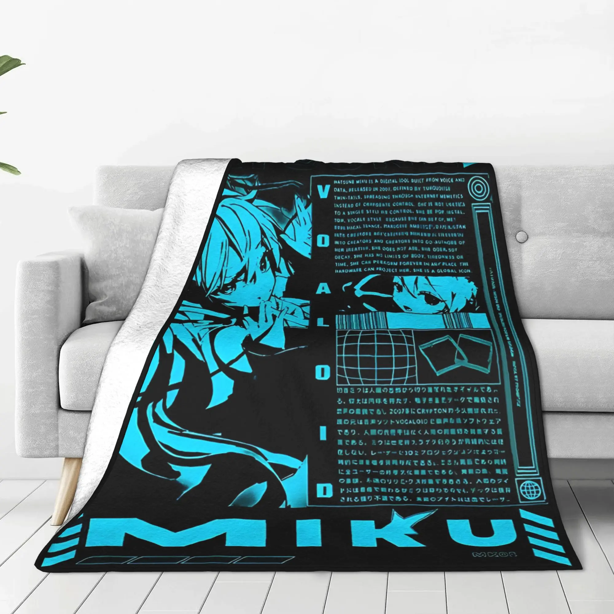 1PC home Cutecore Room Decor Hatsune Miku Cartoon Singer Blanket Throw Blanket  Novelty Warm Blanket All Season