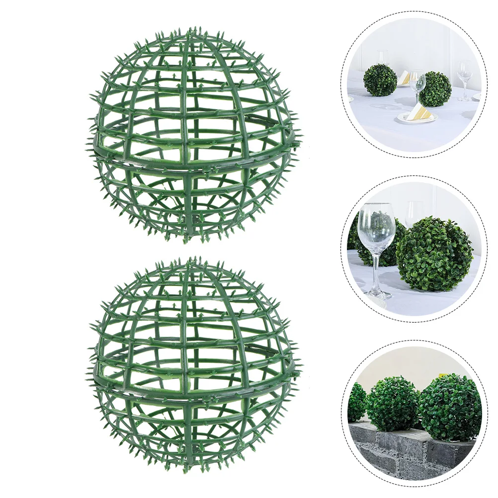 2Pcs 플라스틱 잔디 공 랙 프리미엄 꽃꽂이 프레임 웨딩 파티 정원 장식 인공 식물 토피어리 공