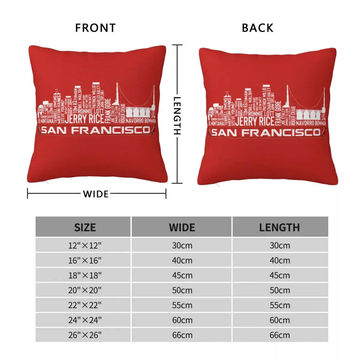 San Francisco Football Team All Time Legends San Francisco City Skyline Square Pillowcase Pillow Cover Cushion Zip Throw Pillow