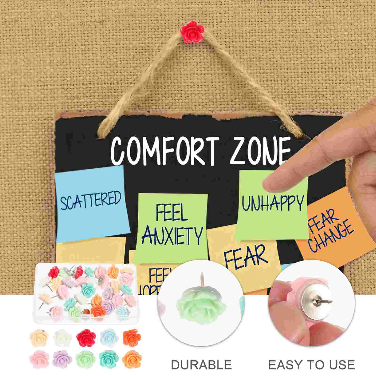 30 Pcs Multifunction Rose Pushpin Cubicle Decor Plastic Reusable Thumbtacks Shaped