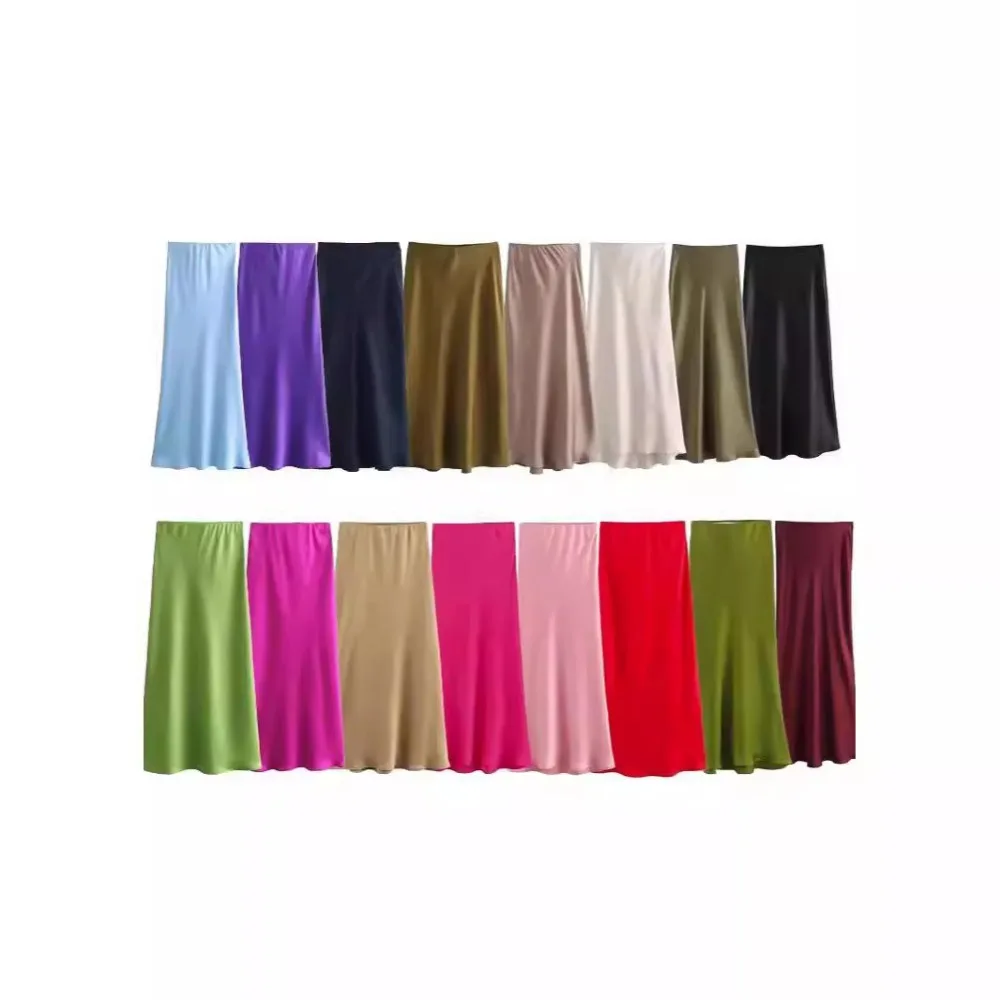 

Women Midi Skirts Spring Summer 2024 New Fashion Temperament Casual Versatile High Waist Skirts Women Elastic Waist Skirts