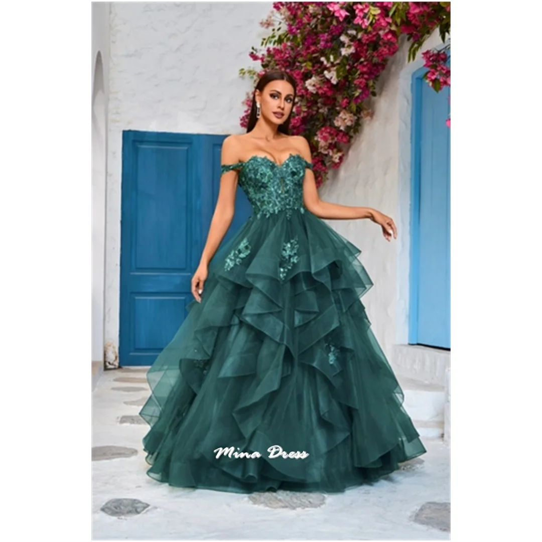 

Mina Customized Mind Women's Elegant Dresses for Special Occasions Multi-layer Sequins. Lace Embroidery Formal Occasion Dresses