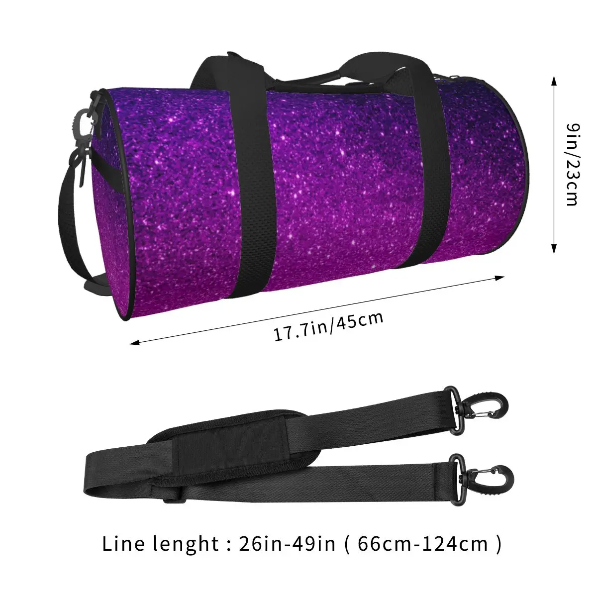 Borsa da palestra Borsa sportiva con stampa Ombre glitterata Accessori da palestra Borsa stampata Oxford da uomo viola magica Borsa da fitness per