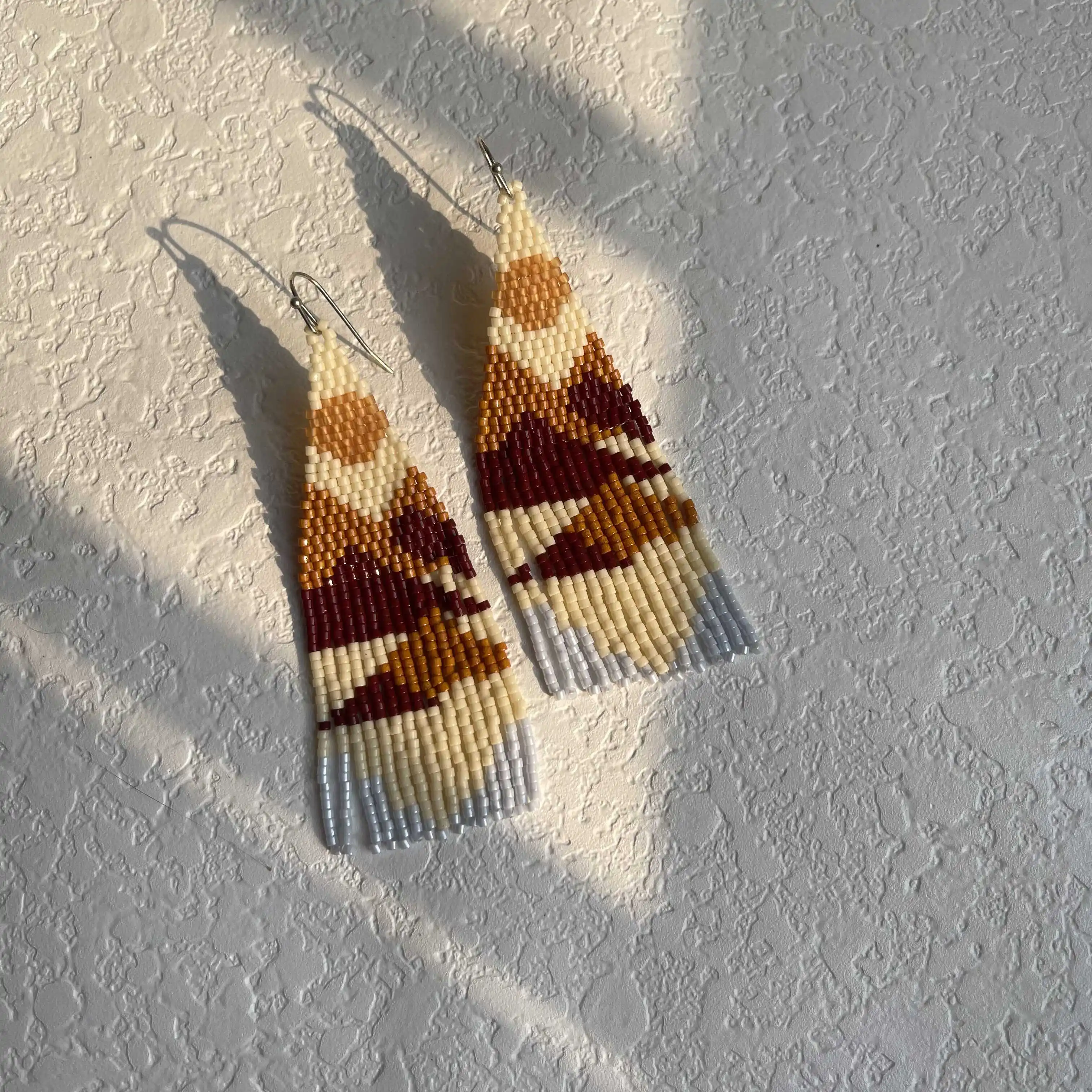 

Beaded earrings Tassel Landscape View Design Originality Hand knitting Bohemia Alloy Tide Female Versatile Rice bead earrings