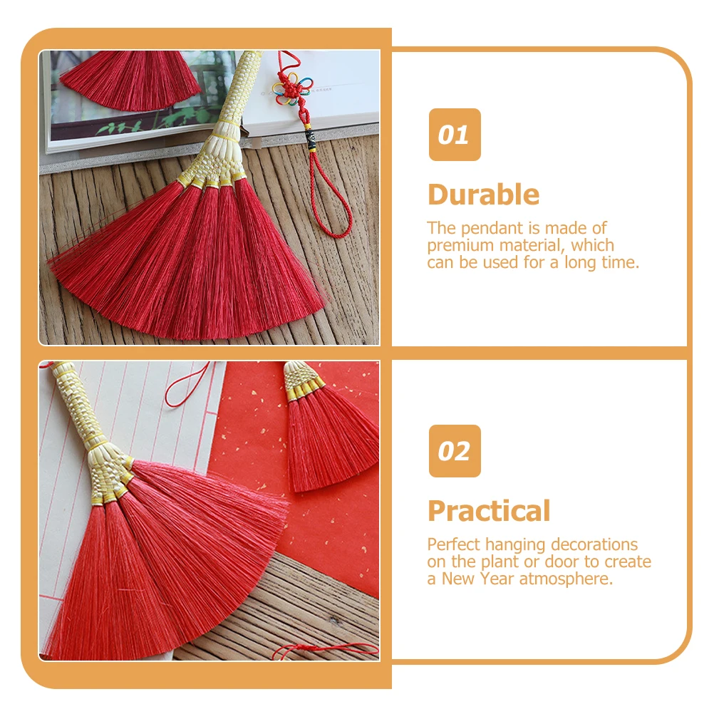 

Mini Broom Pendant Red H made Small Broom nament Chinese Style New Year Decor Festival Supplies Traditional Craft Car
