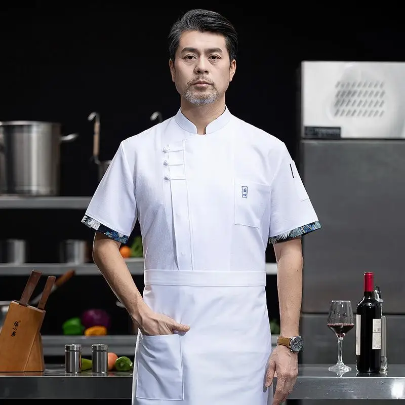 Custom Professional Kitchen Jacket Print Logo Personalized Design Pattern Restaurant Catering Services Work Clothes Cook Coat