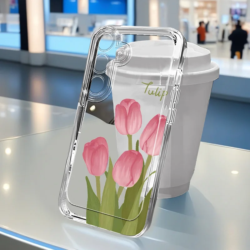Blumenranken Transparente Hülle für Samsung S25 Ultra S26 S24 FE S23 Plus S22 S21 A57 A56 5G A55 A54 A53 A52S A37 A36 A35 A26 Schutzhülle – Detail 11