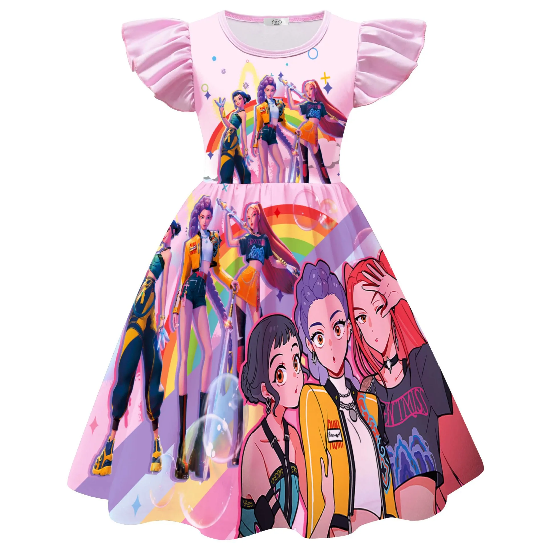 Kpop شيطان الصيادين المعبود زوي زي رومي ميرا تأثيري فستان للفتيات الاطفال ملابس للحفلات هالوين كرنفال زي حفلة تنكرية ﻿