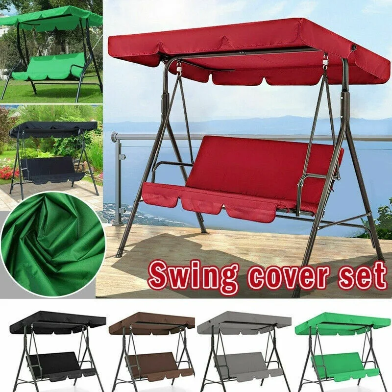 Replacement Swing Seat Canopy Cover Set Garden Chair Hammock Cushion 3 Seater (Frame Not Included)