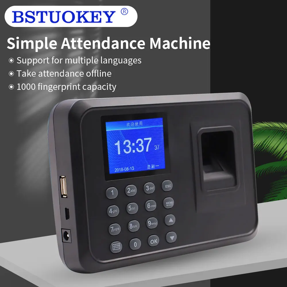 Biometric Fingerprint Time Attendance Machine Employee Recognition Device Electronic Staff Worker Check in Record Clock Recorder