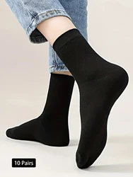 10 pairs of classic black and white women's socks spring and summer solid color thin medium women's socks