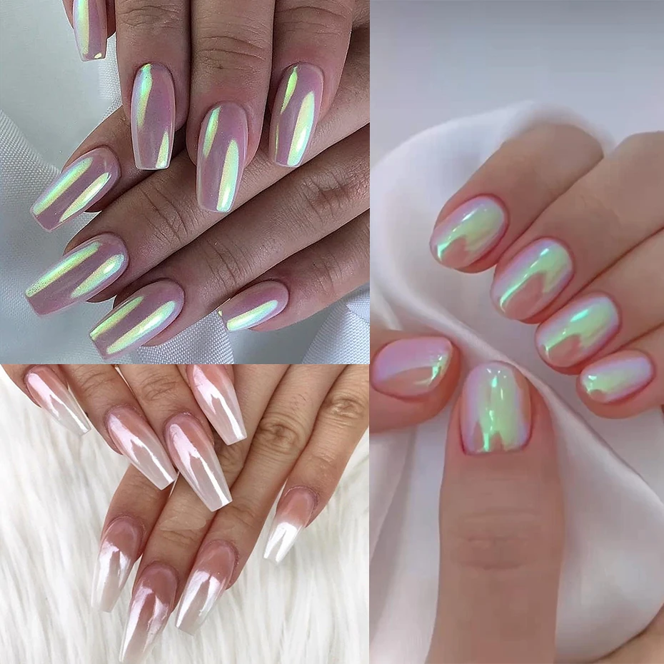 12 個マーメイドミラーキラキラクローム顔料ネイルグリッターパウダーオーロラレーザー DIP ダストマニキュアホログラフィック装飾爪