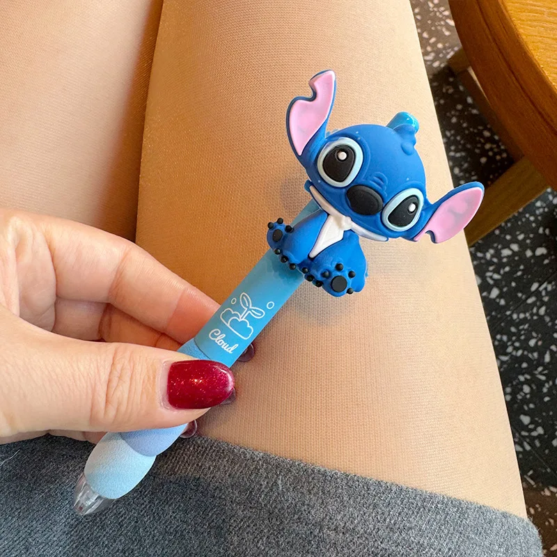 4 Pcs Mix Cute Cartoon Characters Stitch Funny Doll Gel Pens High Appearance Black Ballpoint Pens Student Exam Pens