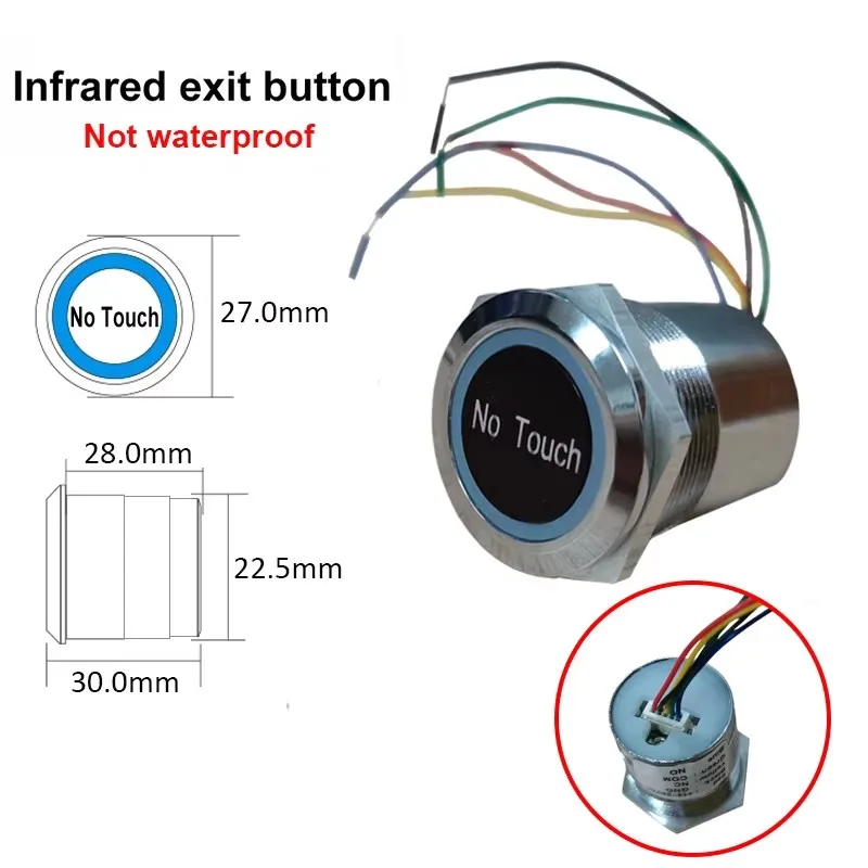 No Touch Infrared Sensor Waterproof Exit Switch Induction Type Release Exit Button Access Control System DC12V/24V With LED