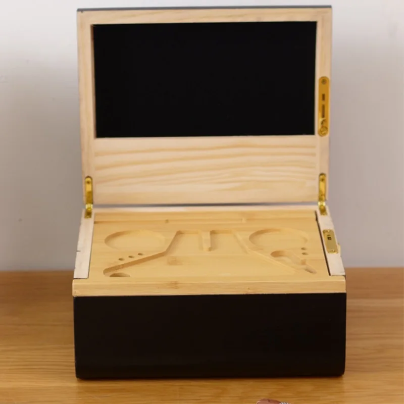 Premium Wooden Box Removable Rolling Tray Storage Smell Proof Decorative Box with Vintage Locks for Home or Office