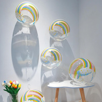 Transparent Bobo Balls for Baby Shower,Rainbow Printed Bobo Balloon, Wedding and Birthday Party Decoration Supplies, 20in, 5PCs