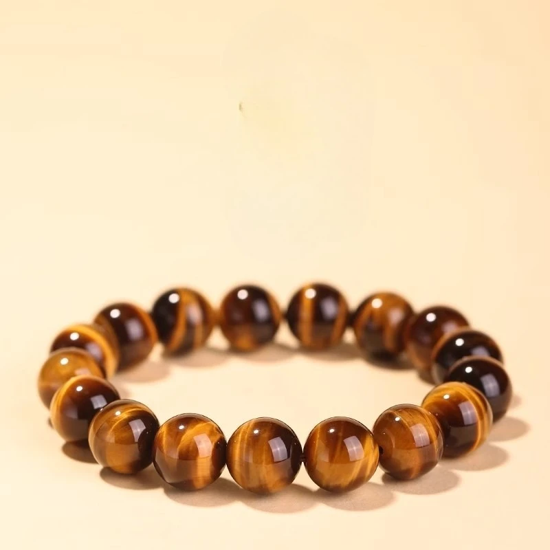 

Good Quality 8-14mm Natural Stone Yellow Tiger Eye Beaded Bracelet Men Women 18cm Elastic Gemstone Bracelet Jewelry Gift