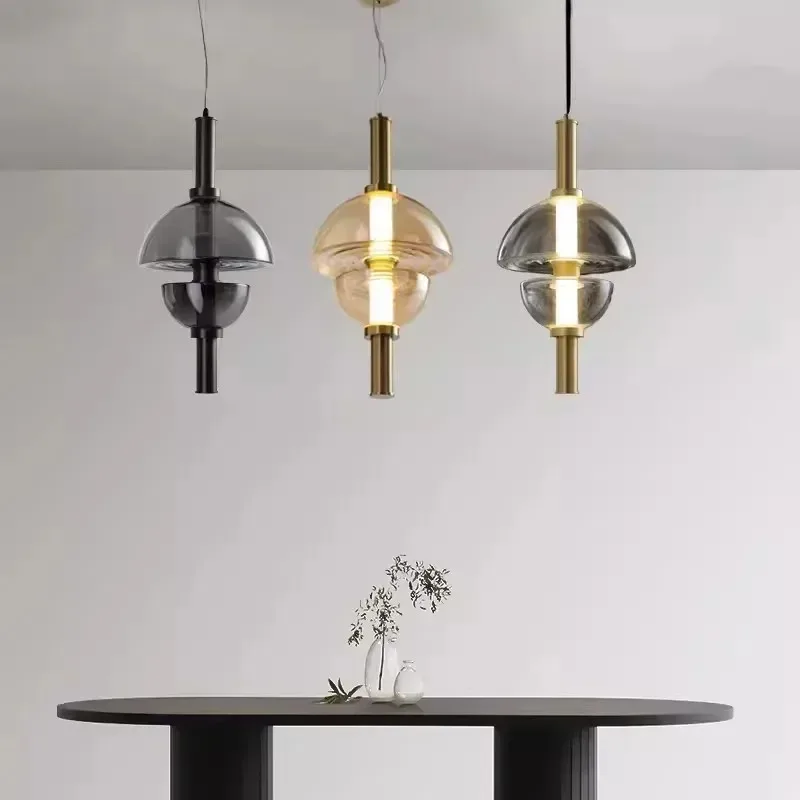 Modern glass pendant light LED minimalist decoration restaurant pendant light bedroom night light