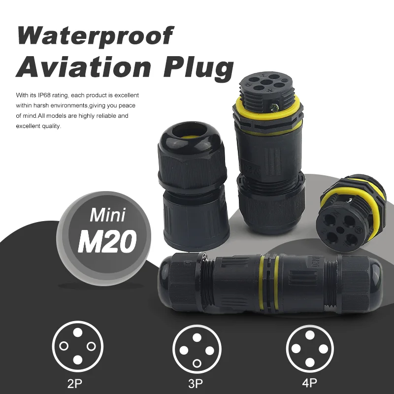 

M20 IP68 Waterproof Rainproof Outdoor Junction Box 2/3/4 P Screw Wiring Terminal Wire Cable Connection Electrical Connector