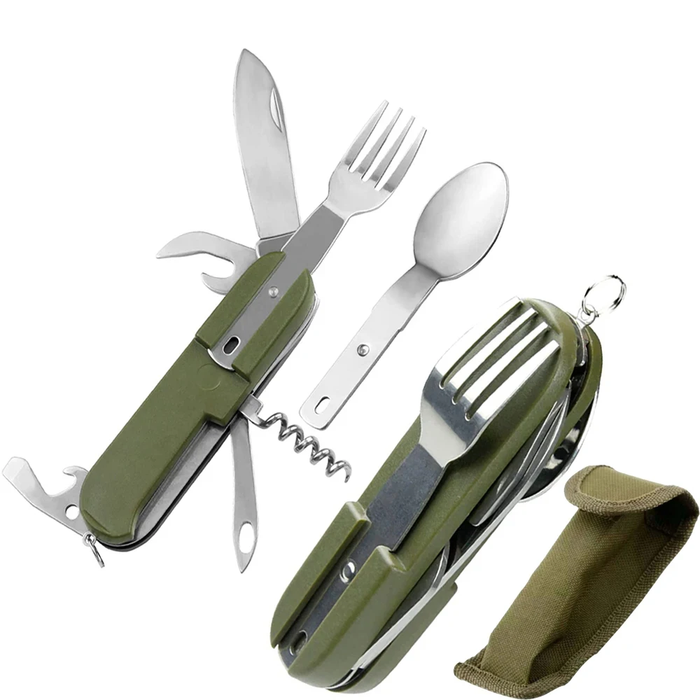 Besteck Messer Gabel für Camping Klapp besteck Messer Gabel Löffel Flaschen öffner Edelstahl Outdoor Geschirr Werkzeuge Reiseset