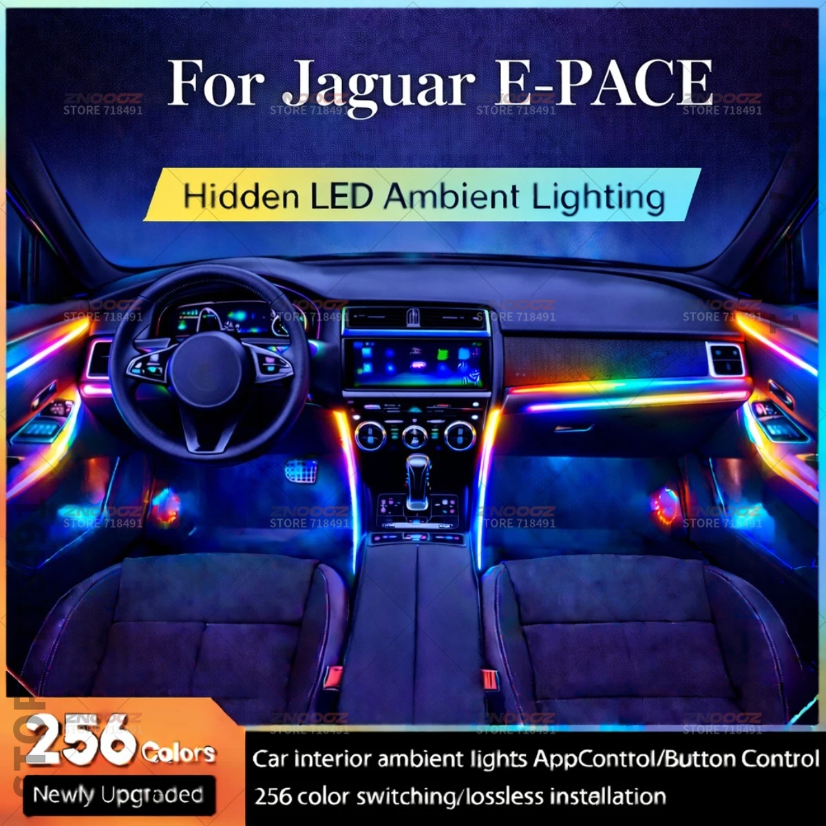 

22in1 RGB Car Interior Acrylic Car Ambient Lights RGB Hidden Acrylic Strip Decoration Atmosphere Accessories For Jaguar E-PACE