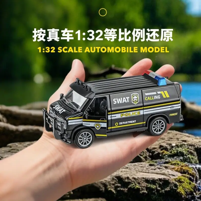 Camión de bomberos de policía SWAT 1:32, modelo de coche extraíble de aleación, coche de juguete para niños, simulación de inercia