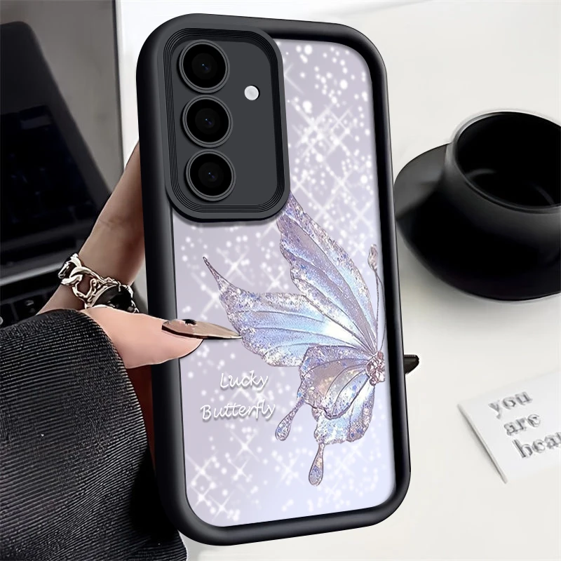 Shining Lucky Butterfly Case For Samsung Galaxy S24 Ultra S22 S23 Ultra S21 S20 FE A14 A34 A15 A35 A52 A53 A54 A55 5G Soft Cover