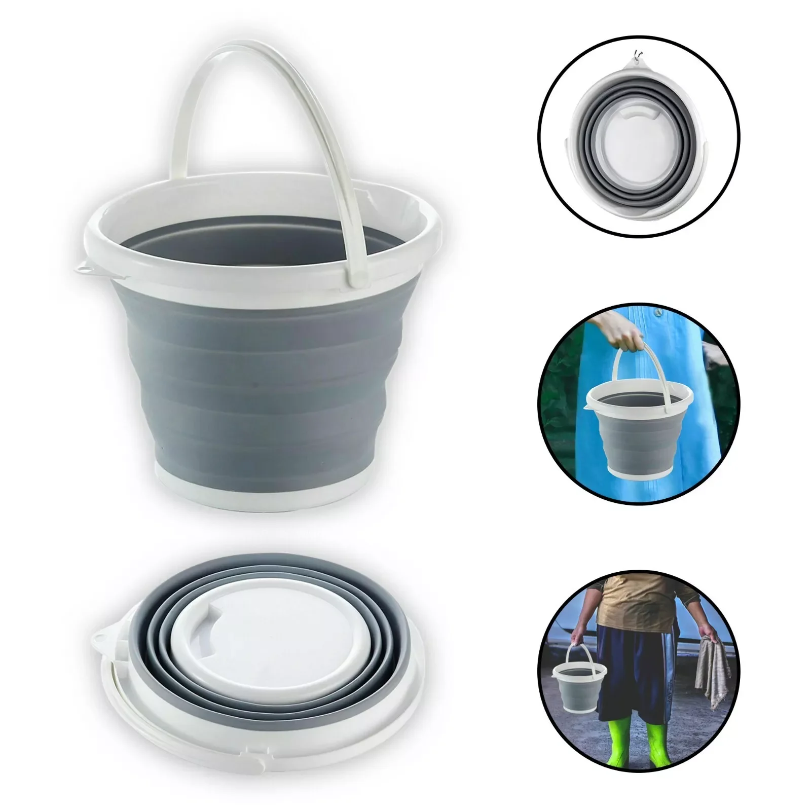 Motorhome Water Funnel Filler Toilet Flush Filler Funnel & 10L COLLAPSIBLE FOLDING SILICON BUCKET For Caravan Campervan