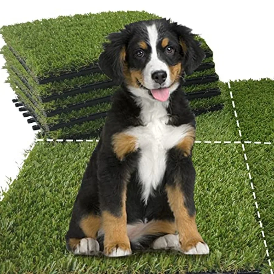 

Artificial Grass Turf Tiles Interlocking 9 Pack, 12"x12" Outdoor Square Fake Grass Mat for Balcony Patio Deck Flooring, Pets Do