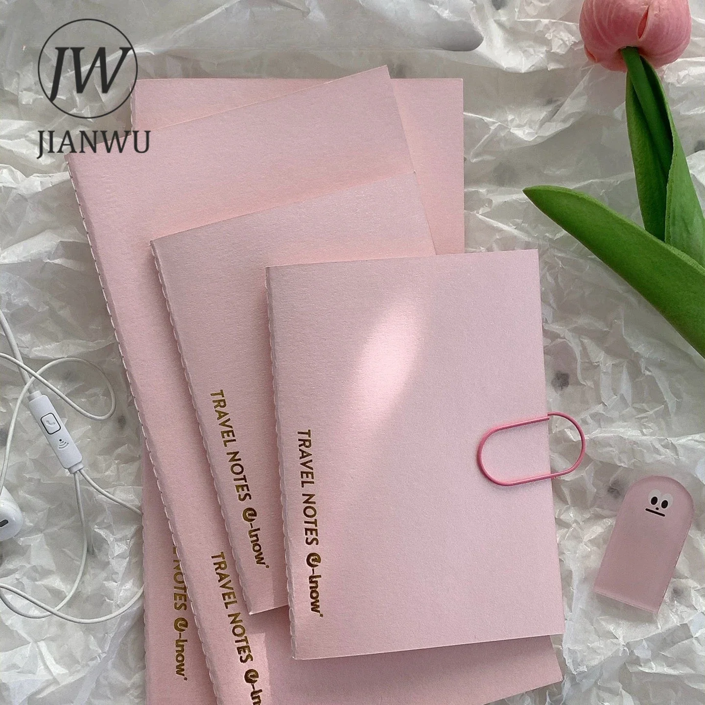 JIANWU Vintage Pink Cover Passport Inner Page Journal Material Notebook Creative DIY  Student Supplies Stationery