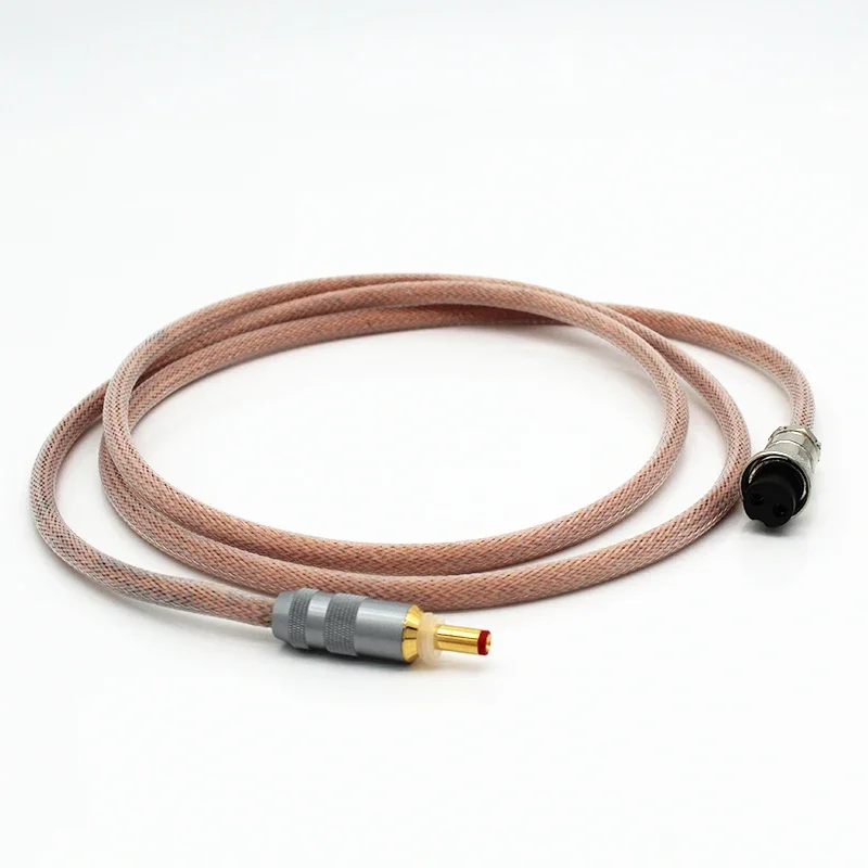 1.2M HIFI OCC Single crystal copper silver-plated wire GX16 to DC plug Linear power supply cable