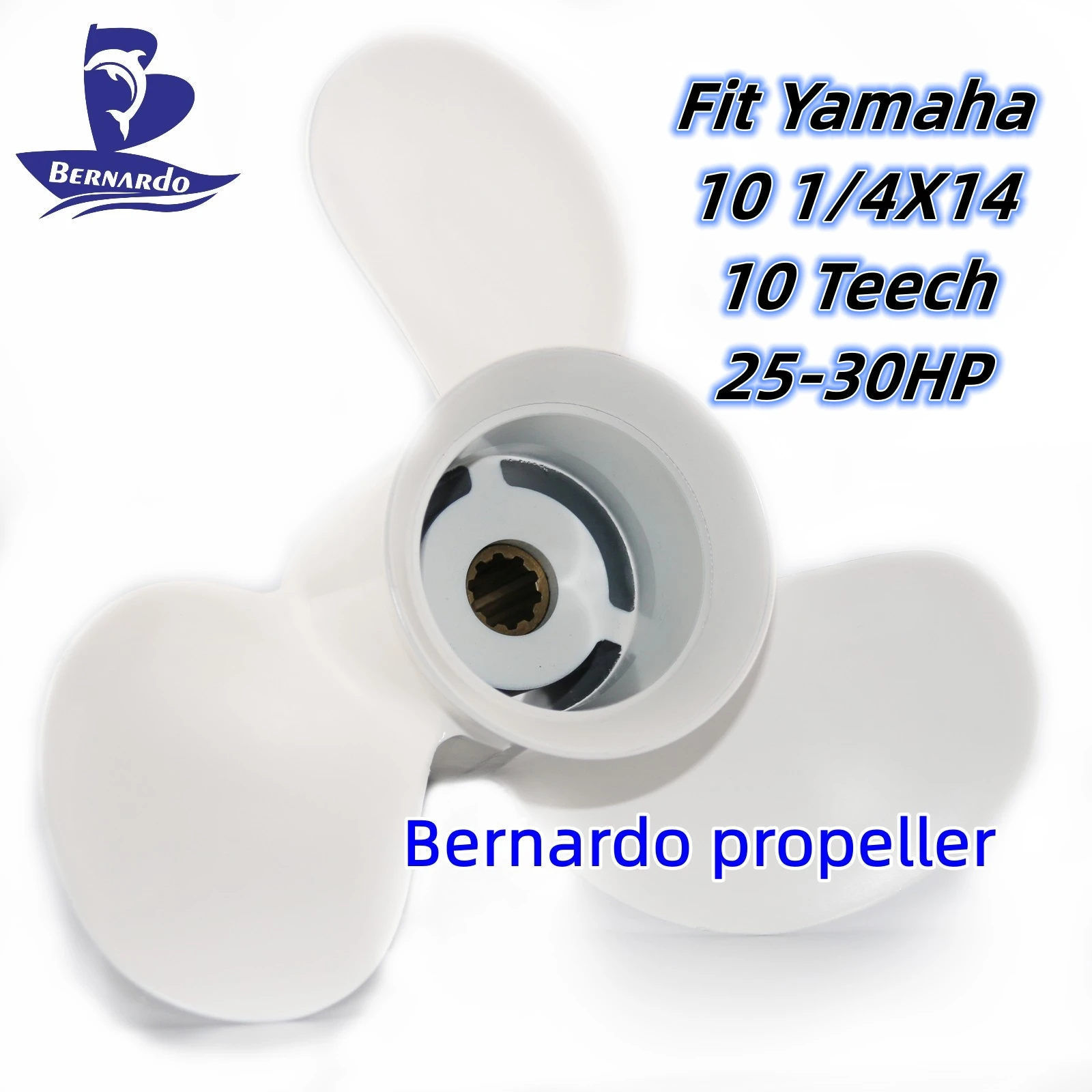 Bernardo Boat Propeller 10 1/4X14 Fit Yamaha Outboard Engines 20 25 30 HP Aluminum Alloy Screw 3 Blades 10 Tooth Spline RH