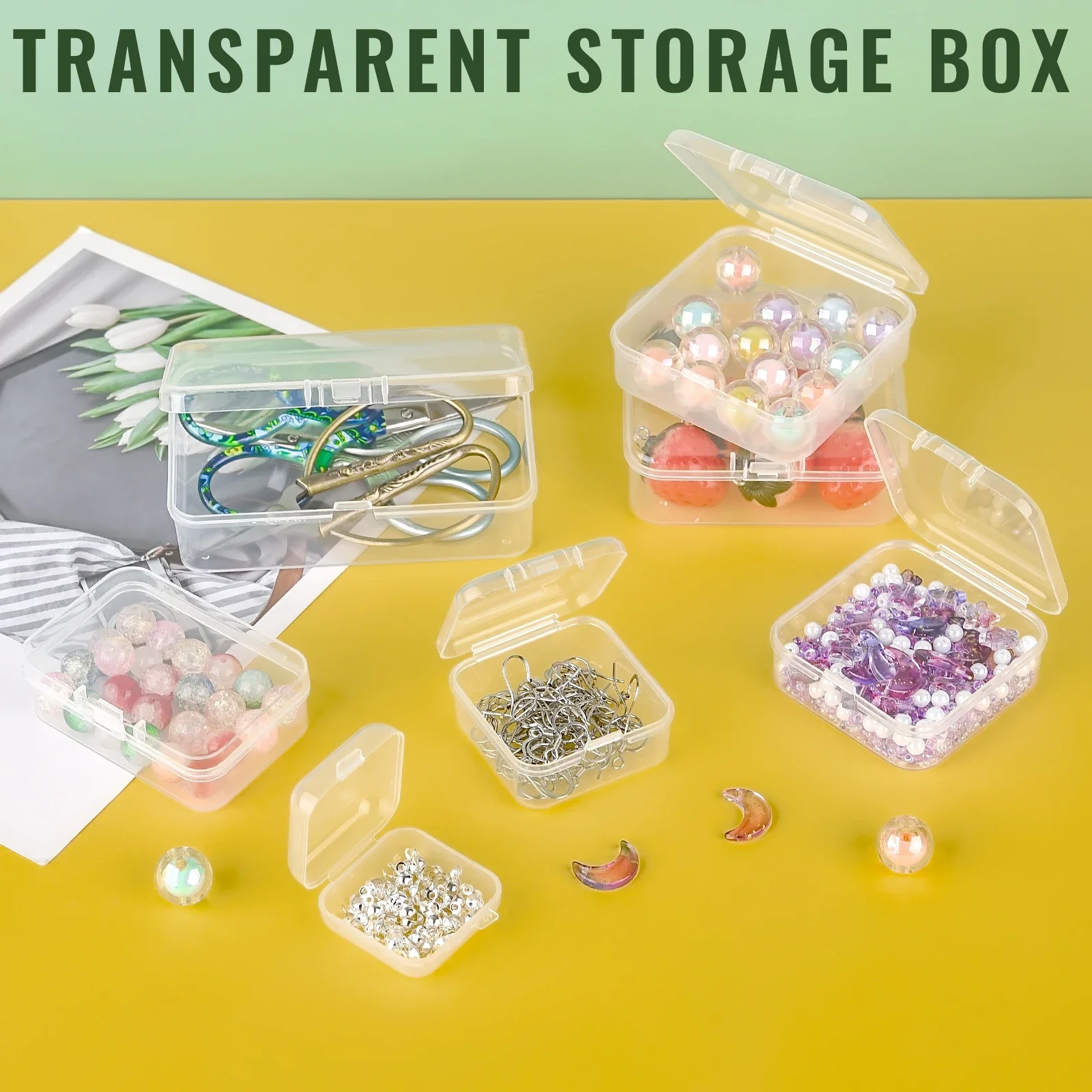10/20pcs Scatola di plastica Scatola rettangolare Scatola traslucida Scatola di immagazzinaggio di imballaggio Scatola di immagazzinaggio di gioielli solida e resistente alla polvere Contenitore