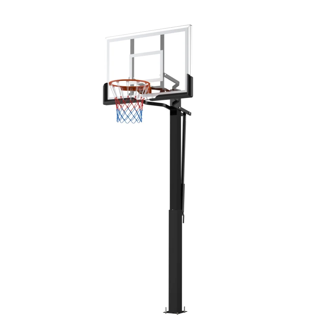 Portable Outdoor Basketball Hoop Stand with Adjustable 7-10ft Height 136cm Tempered Glass Backboard and Rimpromote sales