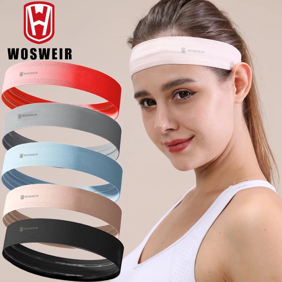 WOSWEIR 1PCS Sweatband Moisture-Wicking Breathable Men Women Sports Elastic Headband for Fitness gym Running sport basketball