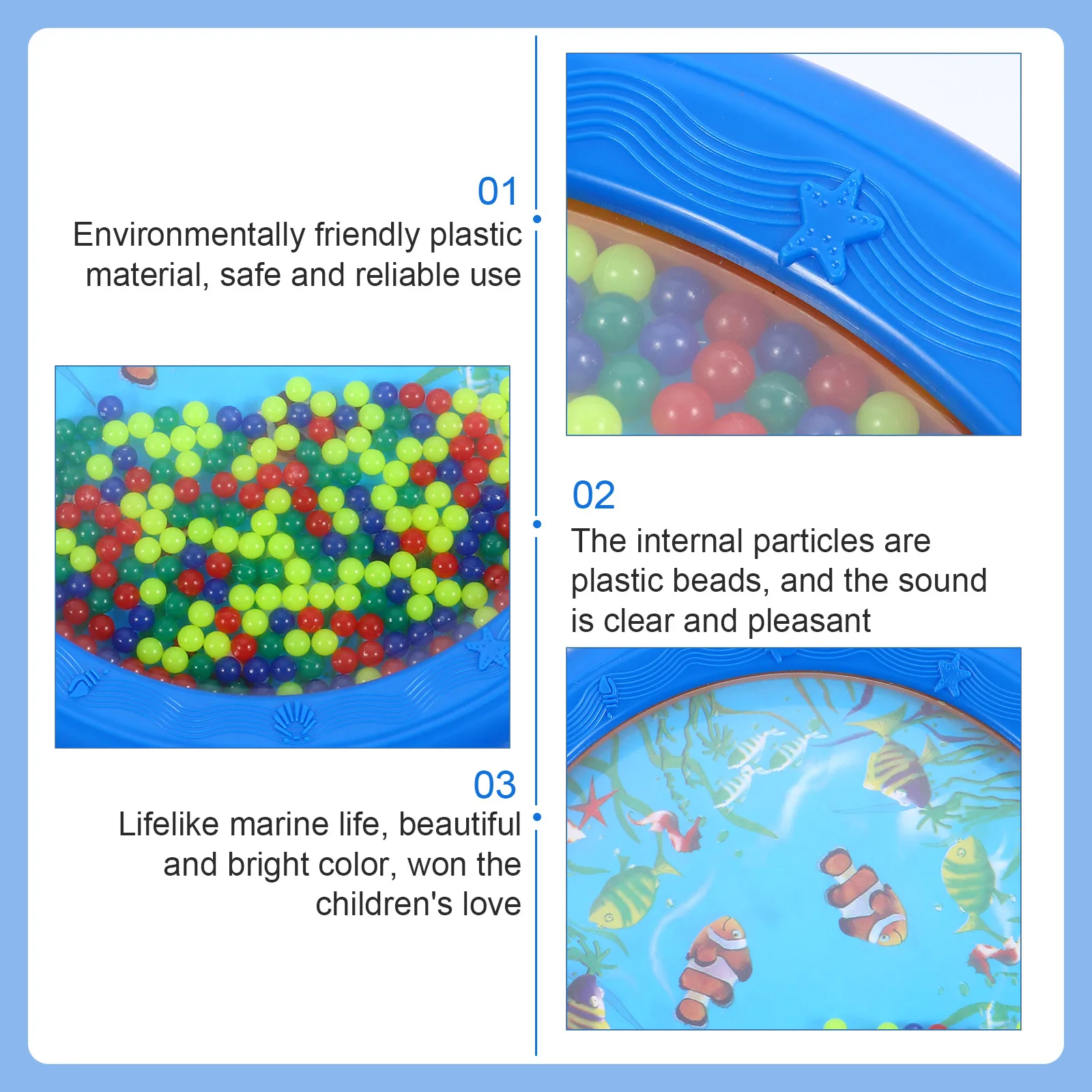 

Ocean Wave Drum Early Education Musical Instruments Drums Double Sided Toy Baby