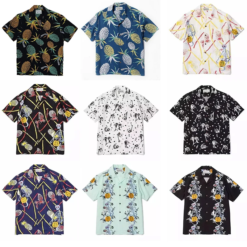 

WACKO MARIA 18SS Heaven Tokyo, drunk and dead covered in pineapple Hawaiian short-sleeved couple shirt