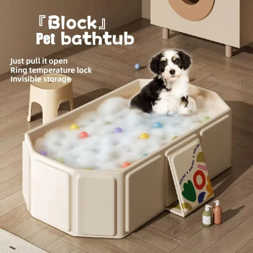 Portable Bathtub Folding Thicken Children Shower Basin with Non-slip Base Enlarged Durable Pet Tub Household Integrated Bathtub