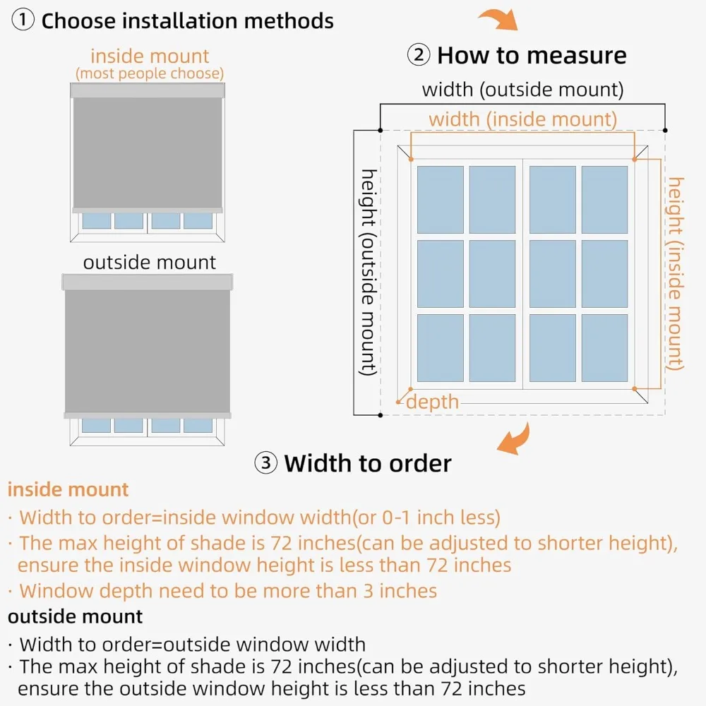 Cordless Blackout Roller Shades for Indoor Windows, Blackout Window Blinds for Home Living Room Bedroom and Office,